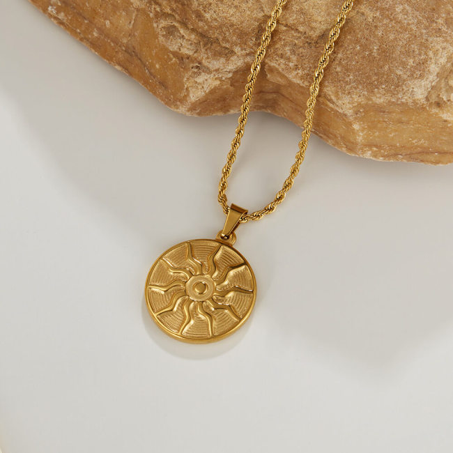 Wholesale Stainless Steel Sun Coin Necklace