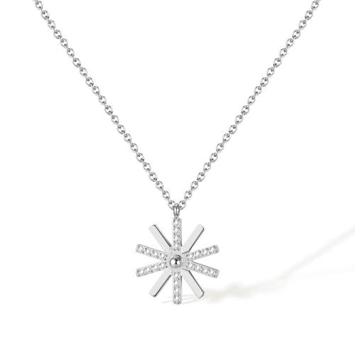 Wholesale Stainless Steel Minimalist Sunflower Necklace