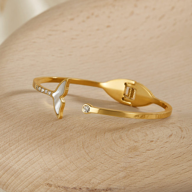 Wholesale Stainless Steel Whale Tail Bangle Bracelet