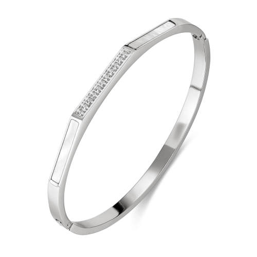 Wholesale Stainless Steel Geometric Mother of Pearl Bangle