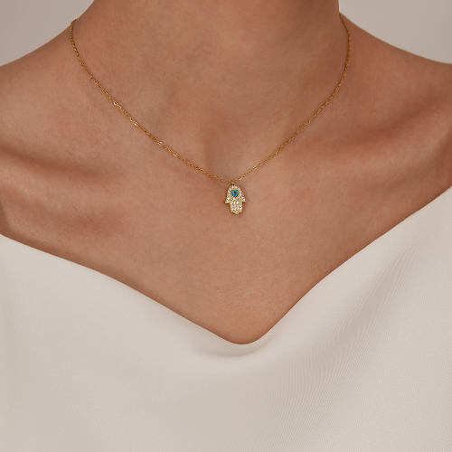 Wholesale Stainless Steel Hamsa Evil Eye Necklace