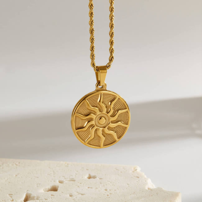 Wholesale Stainless Steel Sun Coin Necklace
