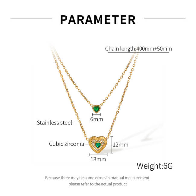 Wholesale Stainless Steel Double Heart Layered Necklace