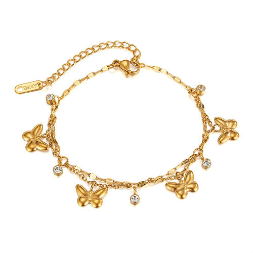 Wholesale Stainless Steel Butterfly and Zirconia Bracelet