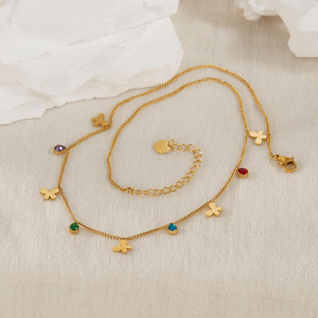 Wholesale Stainless Steel Simple Multi Butterfly Necklace