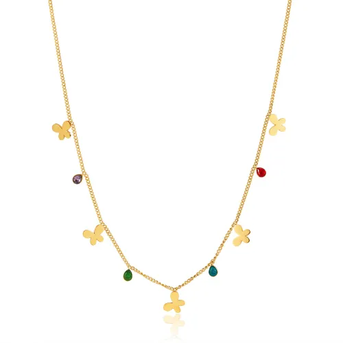 Wholesale Stainless Steel Simple Multi Butterfly Necklace
