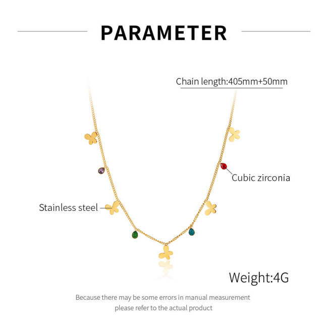 Wholesale Stainless Steel Simple Multi Butterfly Necklace