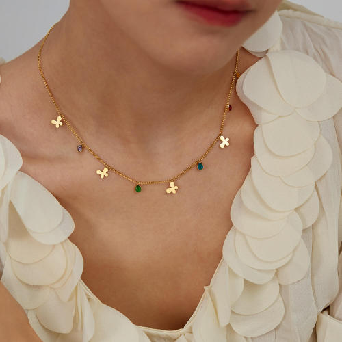 Wholesale Stainless Steel Simple Multi Butterfly Necklace