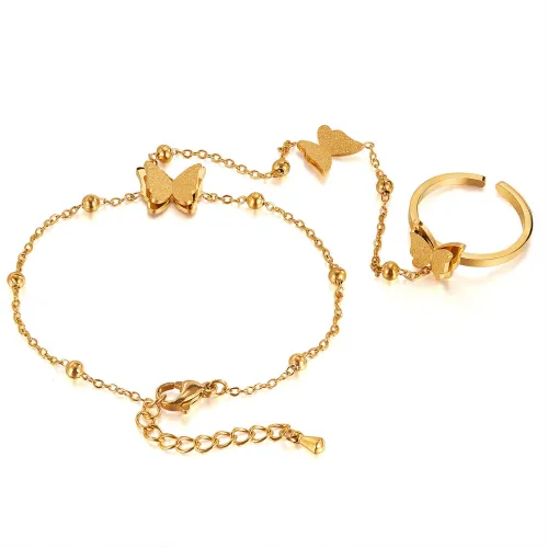 Wholesale Stainless Steel Butterfly Ring Bracelet
