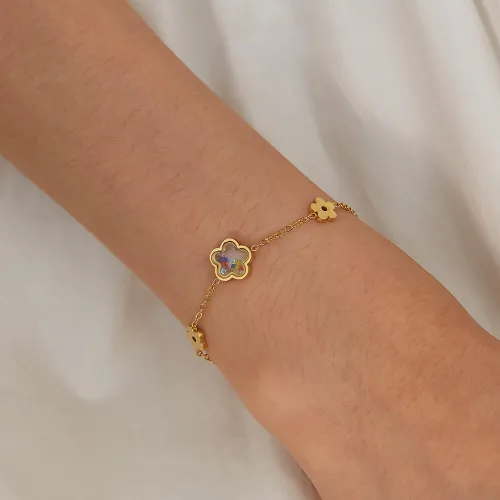 Wholesale Stainless Steel Flower Link Bracelet