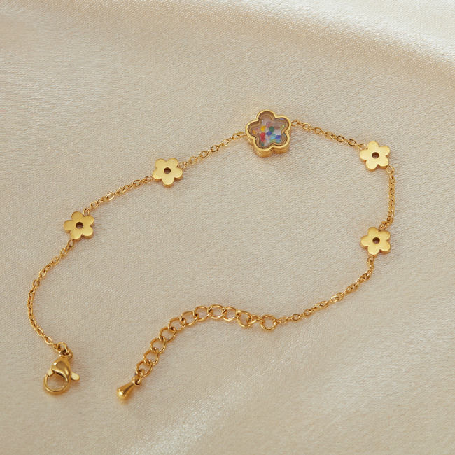 Wholesale Stainless Steel Flower Link Bracelet