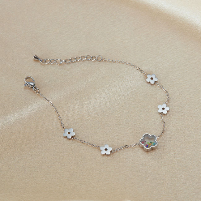 Wholesale Stainless Steel Flower Link Bracelet