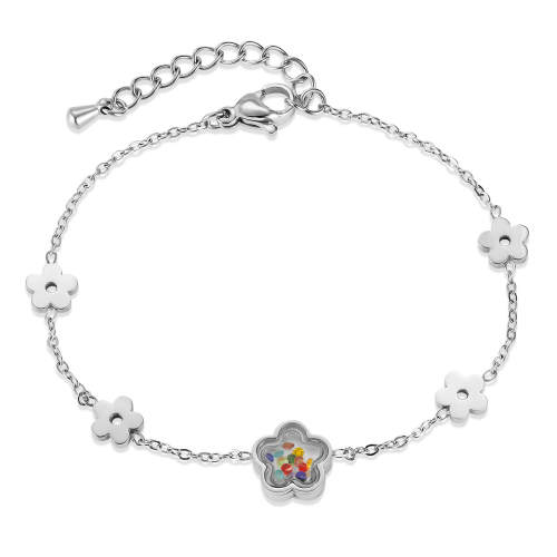 Wholesale Stainless Steel Flower Link Bracelet