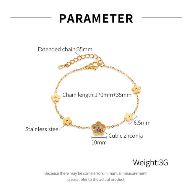 Wholesale Stainless Steel Flower Link Bracelet