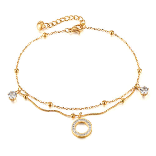 Wholesale Stainless Steel Double Layered Anklet