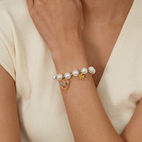 Wholesale Pearl Bracelet with Stainless Steel Heart