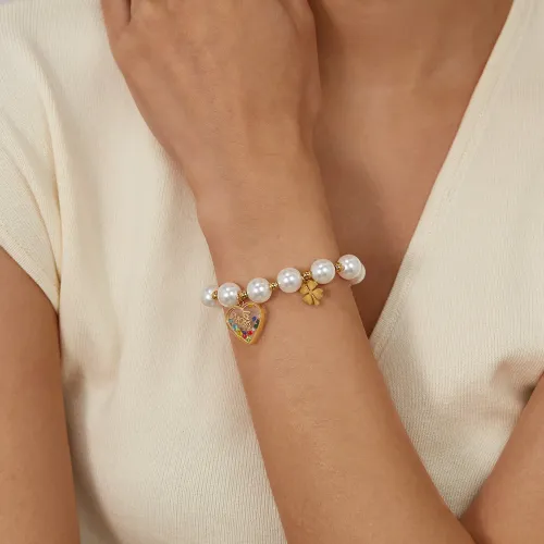 Wholesale Pearl Bracelet with Stainless Steel Heart
