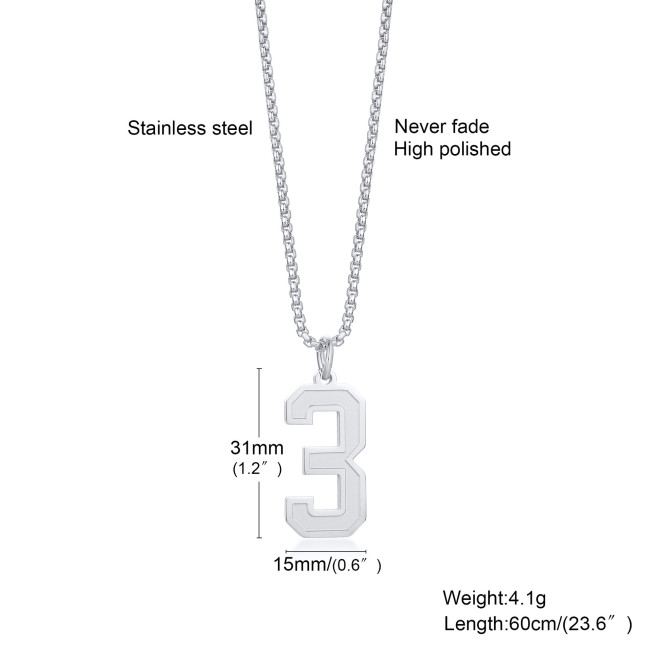 Wholesale Stainless Steel Number Pendant Necklaces