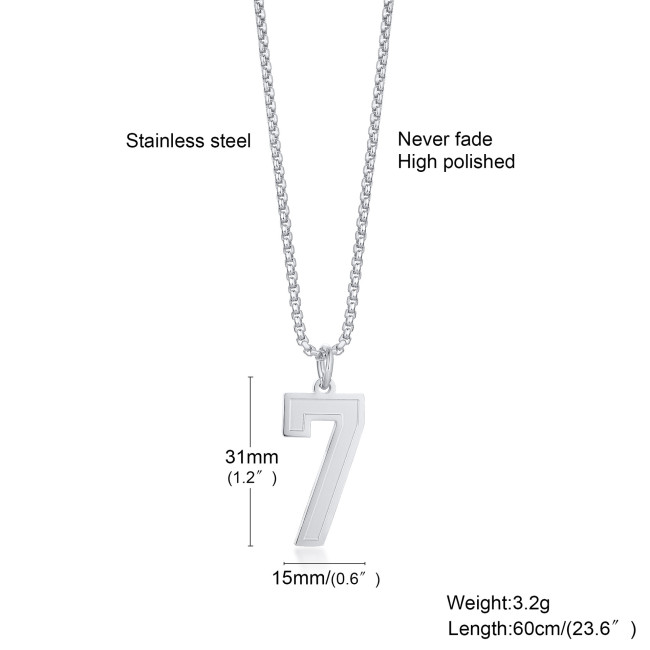 Wholesale Stainless Steel Number Pendant Necklaces