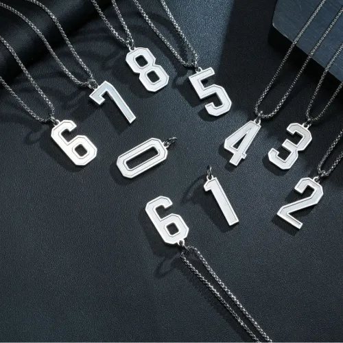 Wholesale Stainless Steel Number Pendant Necklaces