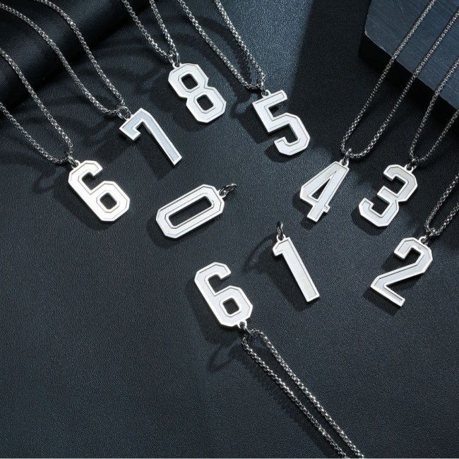Wholesale Stainless Steel Number Pendant Necklaces