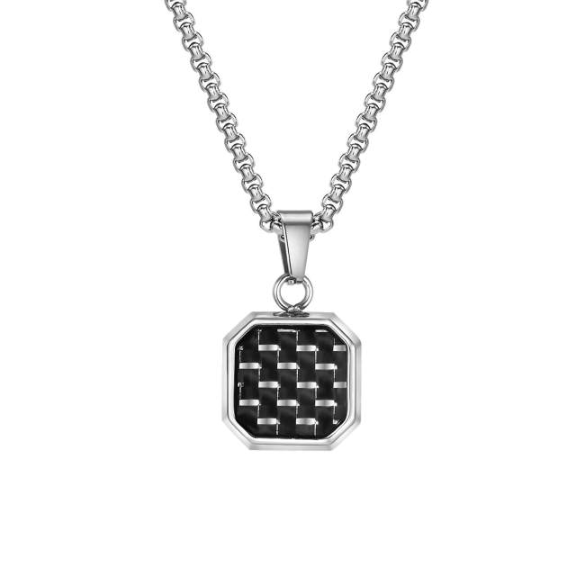 Wholesale Stainless Steel Octagonal Carbon Fiber Pendant