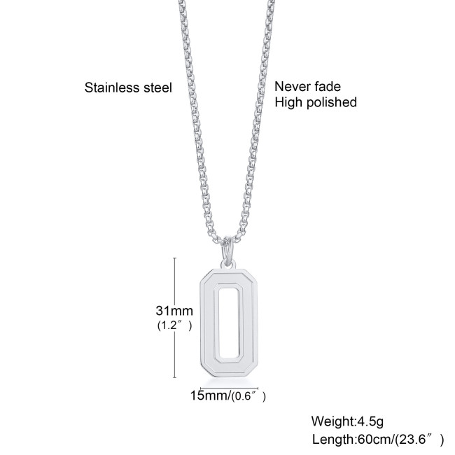 Wholesale Stainless Steel Number Pendant Necklaces