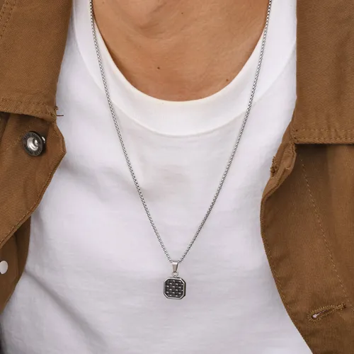Wholesale Stainless Steel Octagonal Carbon Fiber Pendant