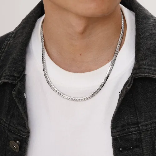 Wholesale Stainless Steel Flat NK Chain Necklace