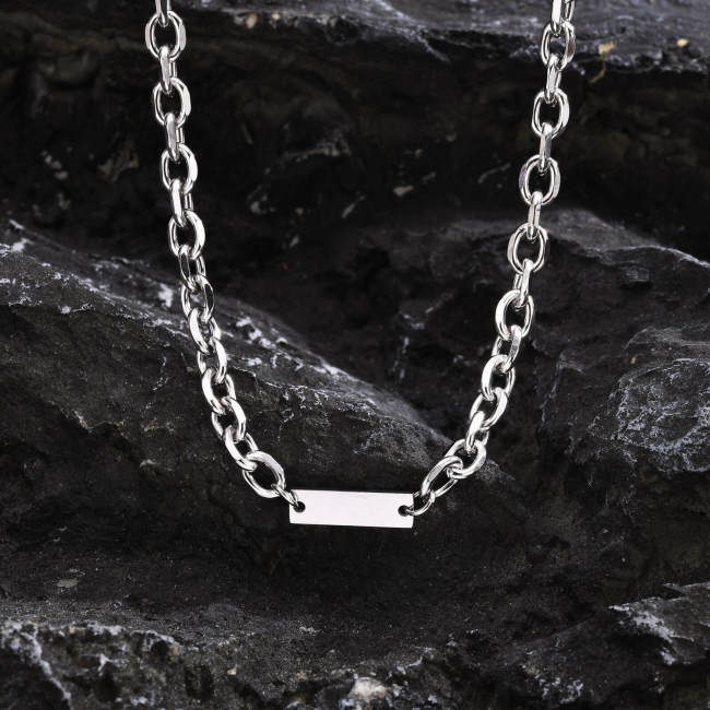 Wholesale Stainless Steel Mens Engravable Bar Necklace