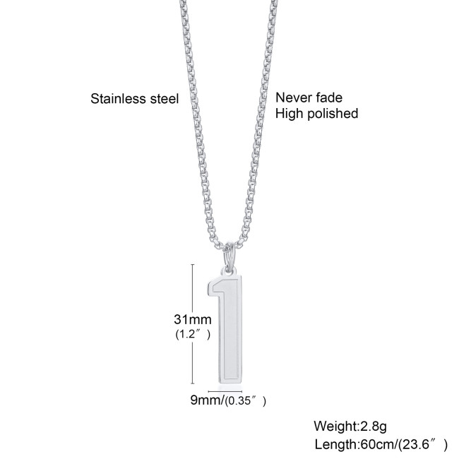 Wholesale Stainless Steel Number Pendant Necklaces