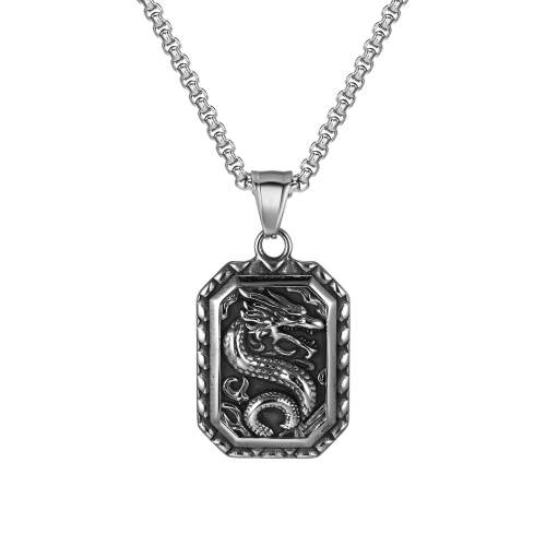 Wholesale Stainless Steel Embossed Dragon Dog Tag Pendant