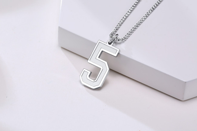 Wholesale Stainless Steel Number Pendant Necklaces