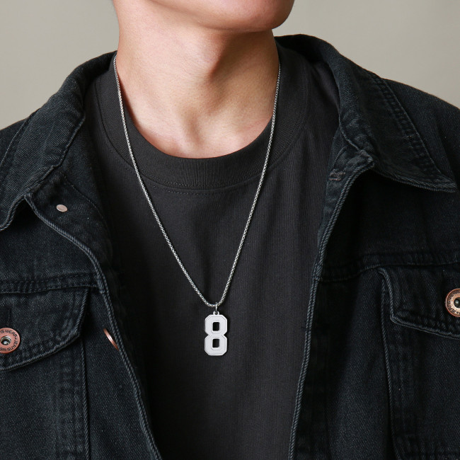 Wholesale Stainless Steel Number Pendant Necklaces