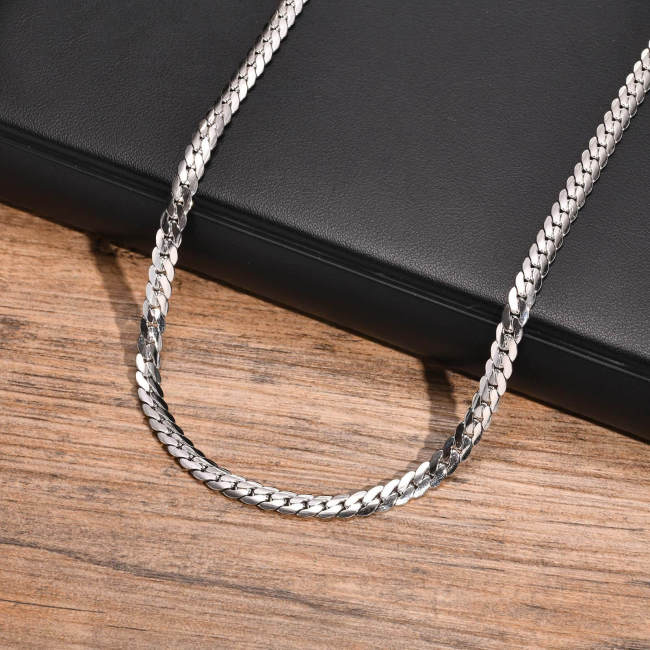 Wholesale Stainless Steel Flat NK Chain Necklace