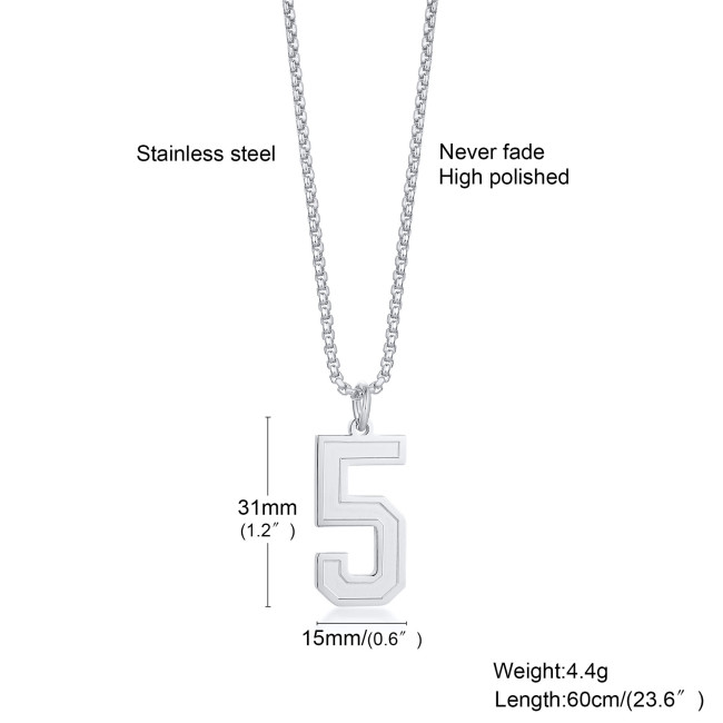 Wholesale Stainless Steel Number Pendant Necklaces