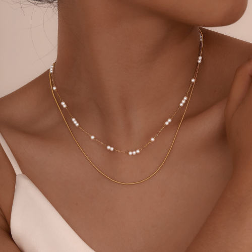 Wholesale Stainless Steel Imitation Pearl Necklace