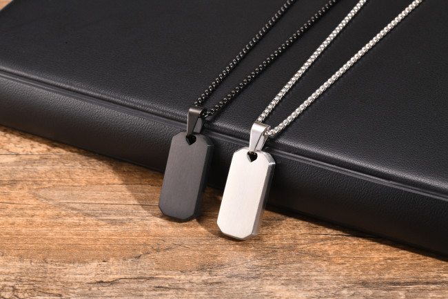 Wholesale Stainless Steel Mens Engravable Dog Tag Necklace
