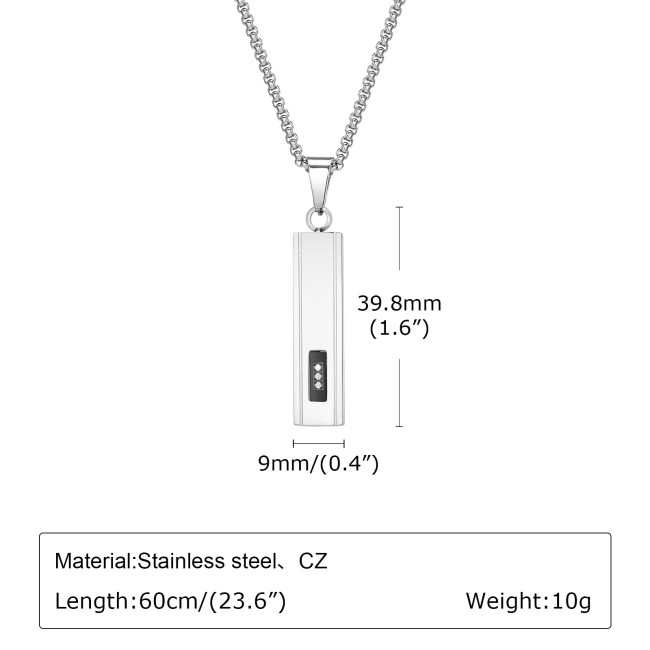 Wholesale Stainless Steel Vertical Zircon Pendant