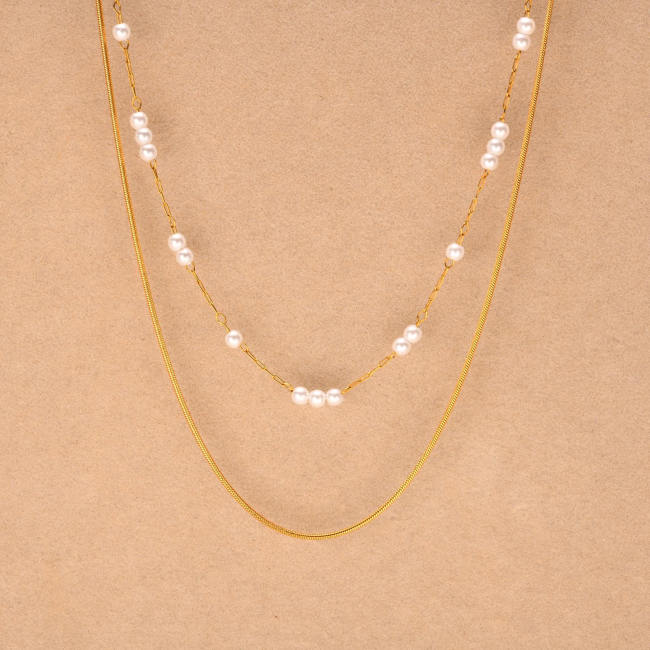 Wholesale Stainless Steel Imitation Pearl Necklace