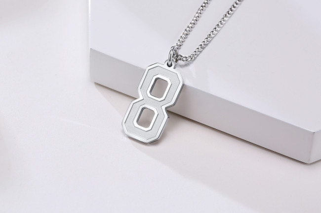 Wholesale Stainless Steel Number Pendant Necklaces