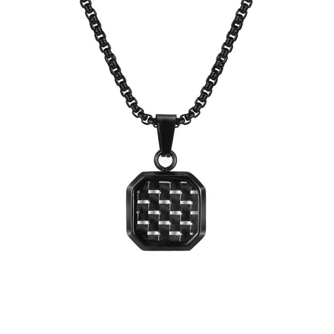Wholesale Stainless Steel Octagonal Carbon Fiber Pendant