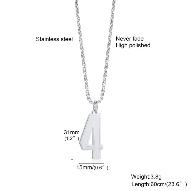 Wholesale Stainless Steel Number Pendant Necklaces