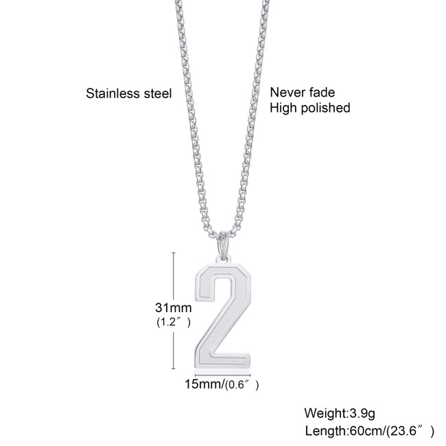 Wholesale Stainless Steel Number Pendant Necklaces