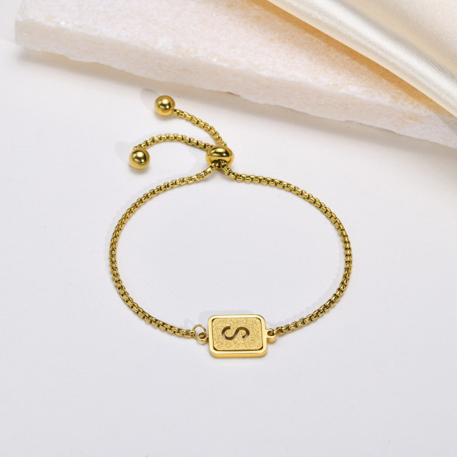 Wholesale Stainless Steel Sandblasted Initial Bracelet