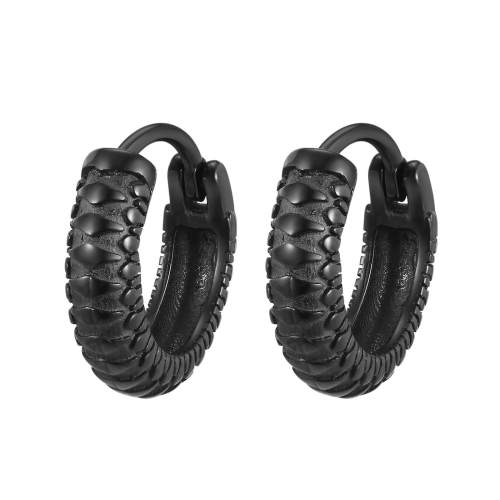 Wholesale Stainless Steel Black Snake Skin Huggie Earrings