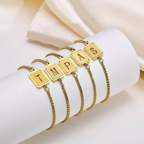 Wholesale Stainless Steel Sandblasted Initial Bracelet