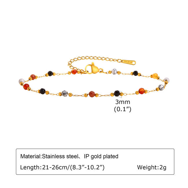 Wholesale Stainless Steel Natural Stone Anklet Necklace