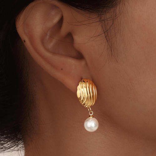 Wholesale Stainless Steel Shell Pearl Earrings