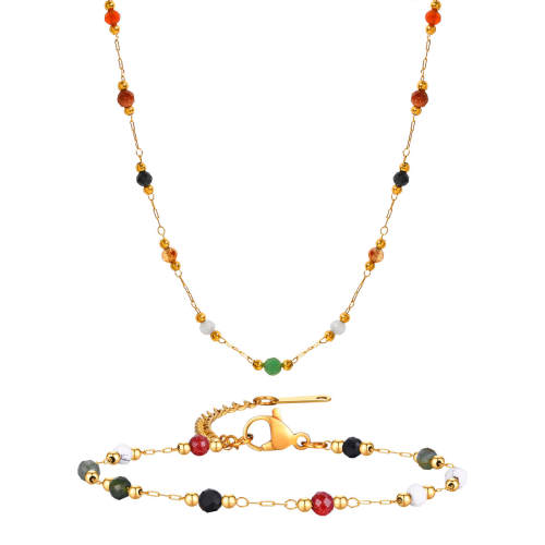 Wholesale Stainless Steel Natural Stone Anklet Necklace